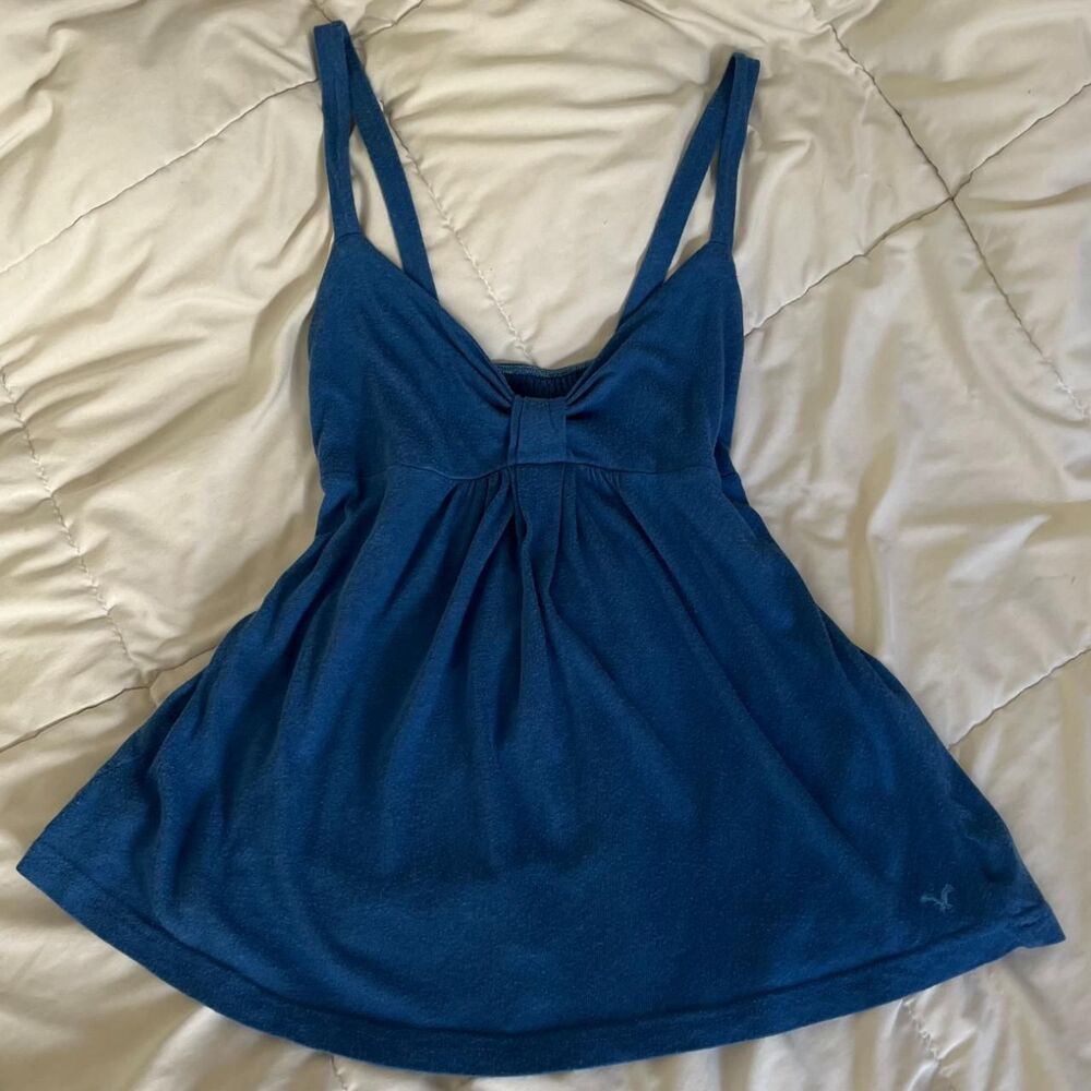 Vintage Y2K Blue Babydoll Bow Tank from American Eagle (size XS)